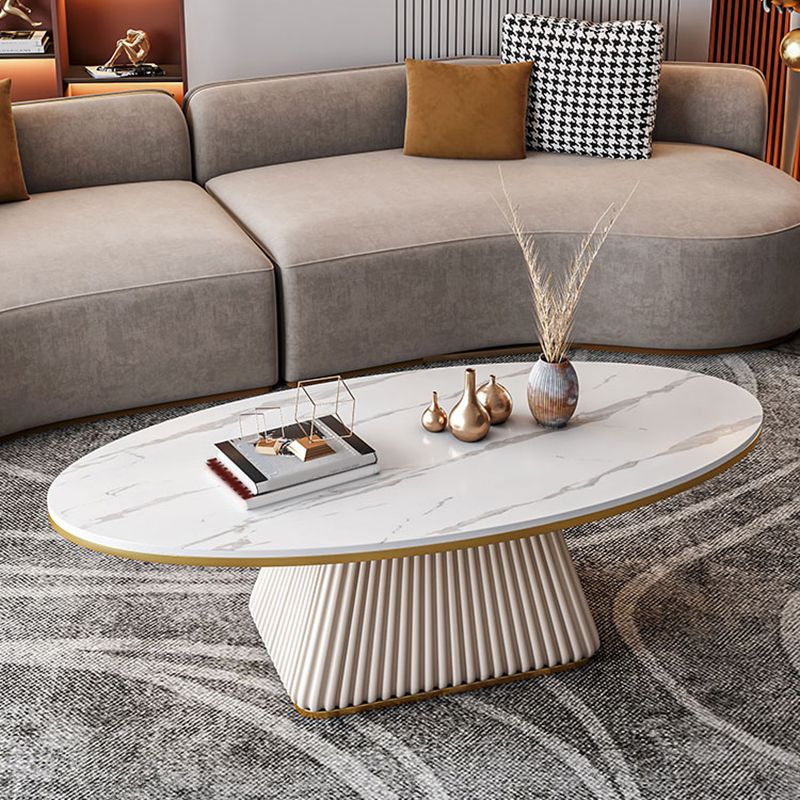 Glam Metal and Slate Cocktail Table Pedestal Coffee Table for Living Room Clearhalo 'Coffee & Accent Tables' 'Coffee Tables' 'coffee_tables' 'furn' 'furn_coffee_tables' 'Furniture' 'Living Room Furniture' 1200x1200_cfc1b572-45ea-4a68-b4c2-8f20a33ddc13