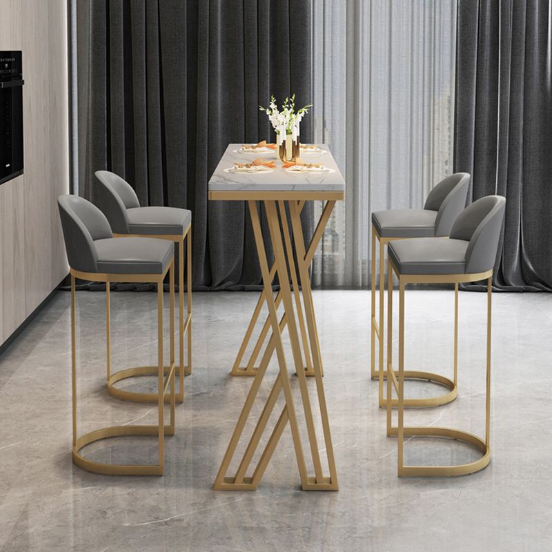 Glam White Stone Bar Dining Table Rectangle Indoor Bistro Table with Double Pedestal Clearhalo 'Bar Furniture' 'Bar Tables' 'bar_tables' 'furn' 'furn_bar_tables' 'Furniture' 'furniture_bar_tables' 'Kitchen & Dining Furniture' 'kitchen&dining_furn' 'kitchen' 1200x1200_cfc1ba22-6cf3-477b-95cc-54e433c03a3a