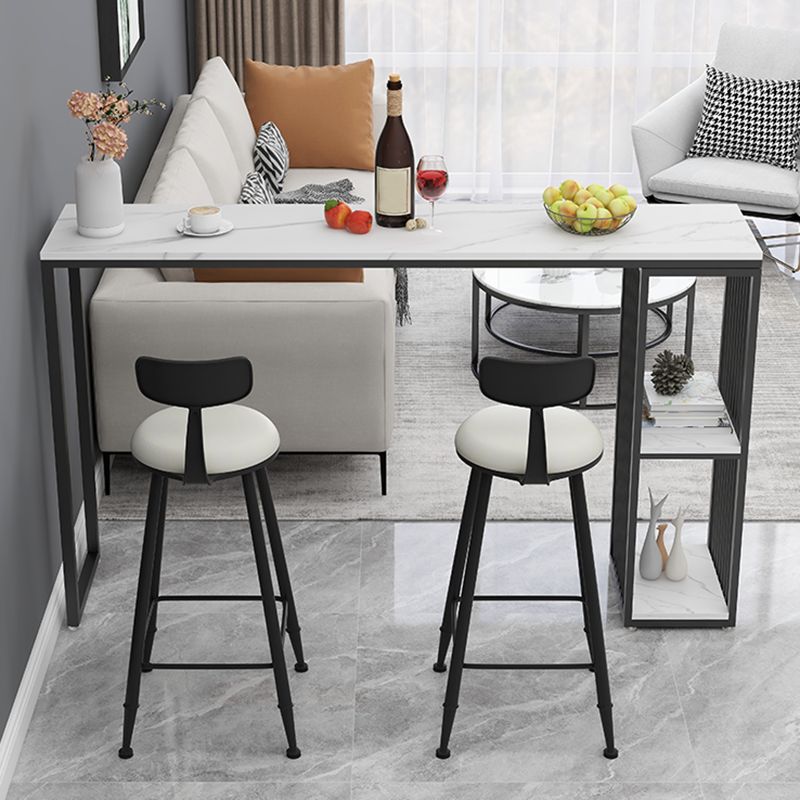 Stone Top Bar Table Set 1/3 Pcs Rectangle Bar Table and Upholstered Stools Clearhalo 'Bar Furniture' 'furn' 'furn_home_bar_bar_sets' 'Furniture' 'Home Bars & Bar Sets' 'home_bar_bar_sets' 'Kitchen & Dining Furniture' 1200x1200_cfc1dcf5-884f-443d-97aa-01496551c6f7