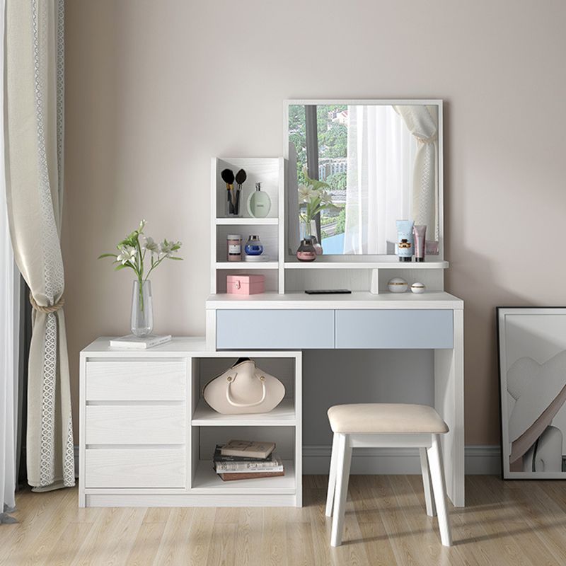 Tavolino da tavolo da vanità da 15,74 "con 5 cassetti di stoccaggio e specchio