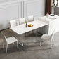 Rectangular Stone White-gray Dining Table Modern Furniture with Acrylic Double Pedestal