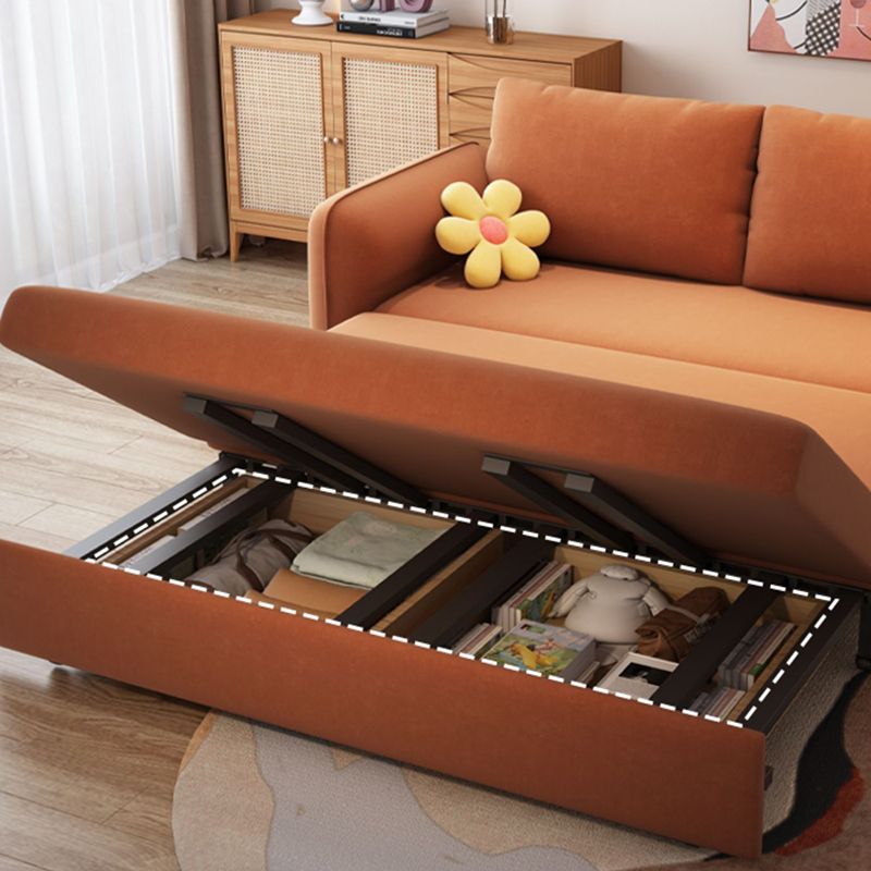 Divano letto convertibile contemporaneo di divano con cuscini in arancione