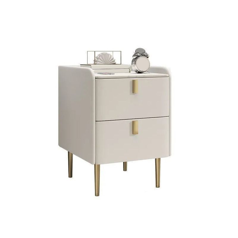 Faux Wood -Nachtschrank Beine enthalten Akzenttisch -Nachttisch mit 2 Schubladen