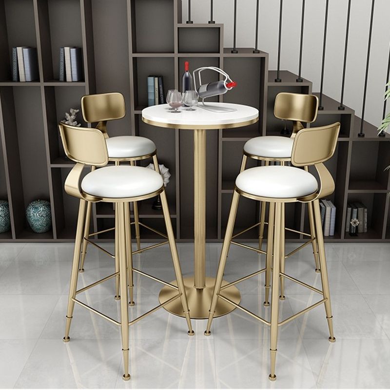 Glam Faux Marble Bar Table 41.3"H Pedestal Bistro Bar Desk with Metal Base