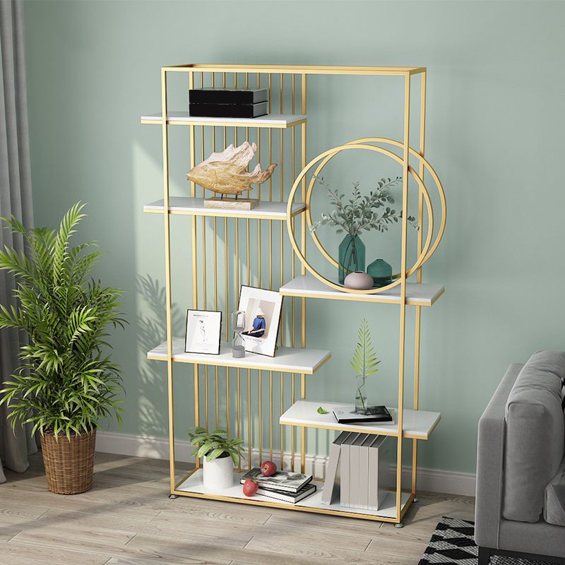 Glam Style Open Bookshelf Metal 6-shelf Bookcase for Home Office Clearhalo 'Bookcases' 'furn' 'furn_bookcases' 'Furniture' 'furniture_bookcases' 'Office Furniture' 1200x1200_cfcf6028-5d3a-450e-b93f-b1a8f96cb76a