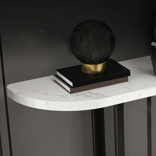 Glam Marble Console Accent Table Half Moon Console Sofa Table for Hall Clearhalo 'Console Tables' 'console_tables' 'Entry & Mudroom Furniture' 'furn' 'furn_console_tables' 'Furniture' 1200x1200_cfd0298c-ff64-42ca-95dd-e50b362b7973