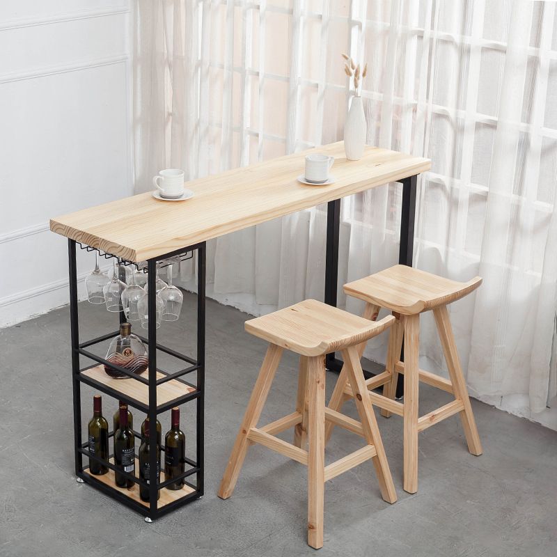 Industrial Rectangle Bar Table Set 1/2/3 Pieces Wooden Counter Table with Backless Stools Clearhalo 'Bar Furniture' 'furn' 'furn_home_bar_bar_sets' 'Furniture' 'Home Bars & Bar Sets' 'home_bar_bar_sets' 'Kitchen & Dining Furniture' 1200x1200_cfd17bbf-880b-4d5f-816c-d830fdc9d7bc