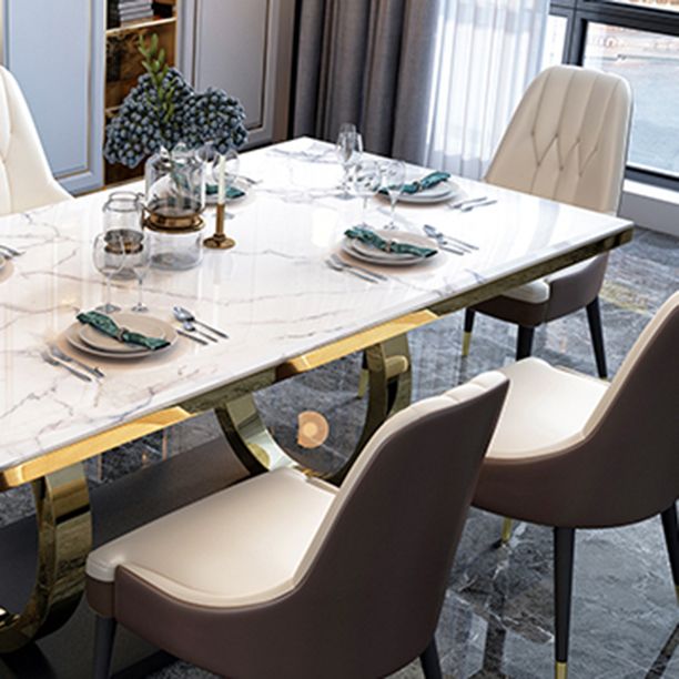 Modern 1/4/5/7 Pieces White Dining Table Set with Marble Top Rectangle Dinette Set Clearhalo 'Dining Room Sets' 'Dining Tables & Seating' 'dining_room_set' 'furn' 'furn_dining_room_set' 'Furniture' 'furniture_dining_room_set' 'Kitchen & Dining Furniture' 'kitchen&dining_furn' 'kitchen' 1200x1200_cfd29ce5-82f3-43d9-80ce-e84ec8d8e290