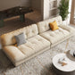 Beige 4-seater Armless Sofa Contemporary Sewn Pillow Back Sofa