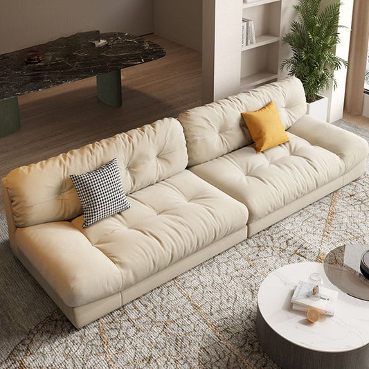 Beige 4-Sitzer armloses Sofa zeitgenössische genähte Kissen-Rücken-Sofa