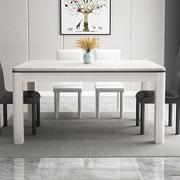 Mid-Century Style Marble Dining Table 4 Legs Wood Base Rectangle Table for Home Clearhalo ' dining_table' 'Dining Tables & Seating' 'Dining Tables' 'furn' 'furn_dining_table' 'Furniture' 'furniture_dining_table' 'Kitchen & Dining Furniture' 'kitchen&dining_furn' 'kitchen' 'kitchen_dining_table' 1200x1200_cfd76ced-afd8-4a9c-8b55-7381bc94669a