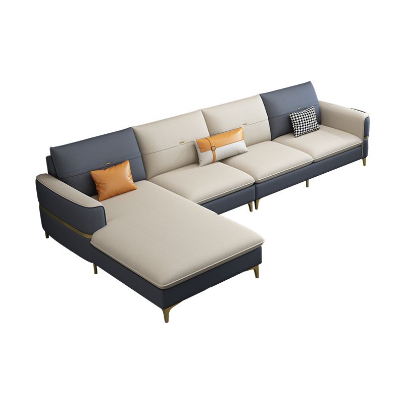 Sofá de brazo cuadrado de cuero de forma escandinava con 2 almohadas