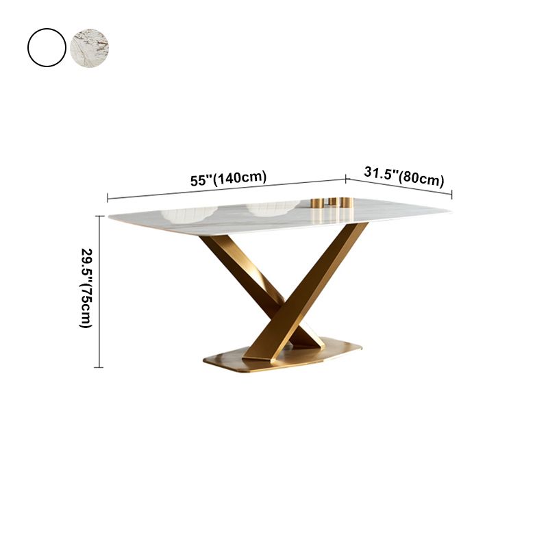 Glam Sintered Stone Top Standard Dining Table Rectangle Shape Dining Table for Kitchen Clearhalo ' dining_table' 'Dining Tables & Seating' 'Dining Tables' 'furn' 'furn_dining_table' 'Furniture' 'furniture_dining_table' 'Kitchen & Dining Furniture' 'kitchen&dining_furn' 'kitchen' 'kitchen_dining_table' 1200x1200_cfda027a-cb3f-42a7-a150-cdf76ceb8c6f