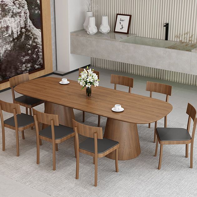Oval Solid Wood Dining Table Contemporary Dining Table with Double Pedestal Base Clearhalo 'Dining Tables & Seating' 'Dining Tables' 'dining_table' 'furn' 'furn_dining_table' 'Furniture' 'Kitchen & Dining Furniture' 1200x1200_cfdd8bb4-f2d5-4856-8063-1bd39cb11e61
