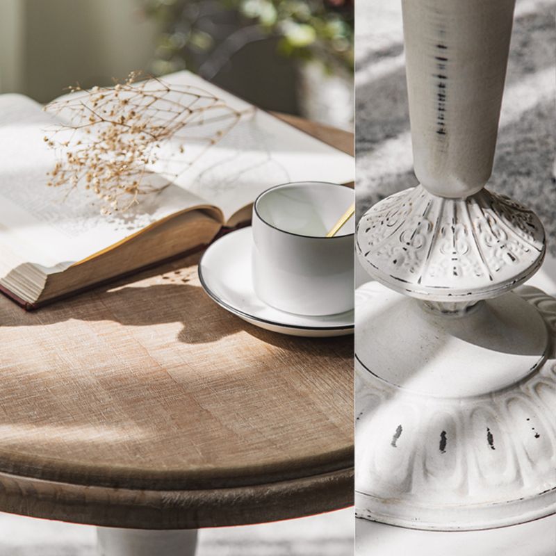 Houten en metalen zijkant snacktafel rustieke stijl massieve houten eindtafel