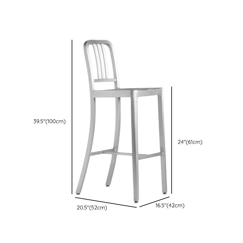Contemporary Metal Backrest Counter High Stool in Silver for Home Use Clearhalo 'Bar Furniture' 'Bar Stools' 'bar_stools' 'furn' 'furn_bar_stools' 'Furniture' 'Kitchen & Dining Furniture' 1200x1200_cfe0b610-8435-467d-8dcd-4daf451504ab
