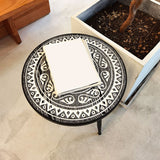 French Country 3 Legs Sofa Side Accent Table Solid Wood Round End Table