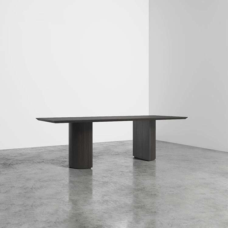 Rectangle Double Pedestal Modern Table Black Fixed Table of Pinewood Solid Wood Clearhalo ' dining_table' 'Dining Tables & Seating' 'Dining Tables' 'furn' 'furn_dining_table' 'Furniture' 'furniture_dining_table' 'Kitchen & Dining Furniture' 'kitchen&dining_furn' 'kitchen' 'kitchen_dining_table' 1200x1200_cfe2e25f-818b-40aa-9012-be4f91bd3cd9