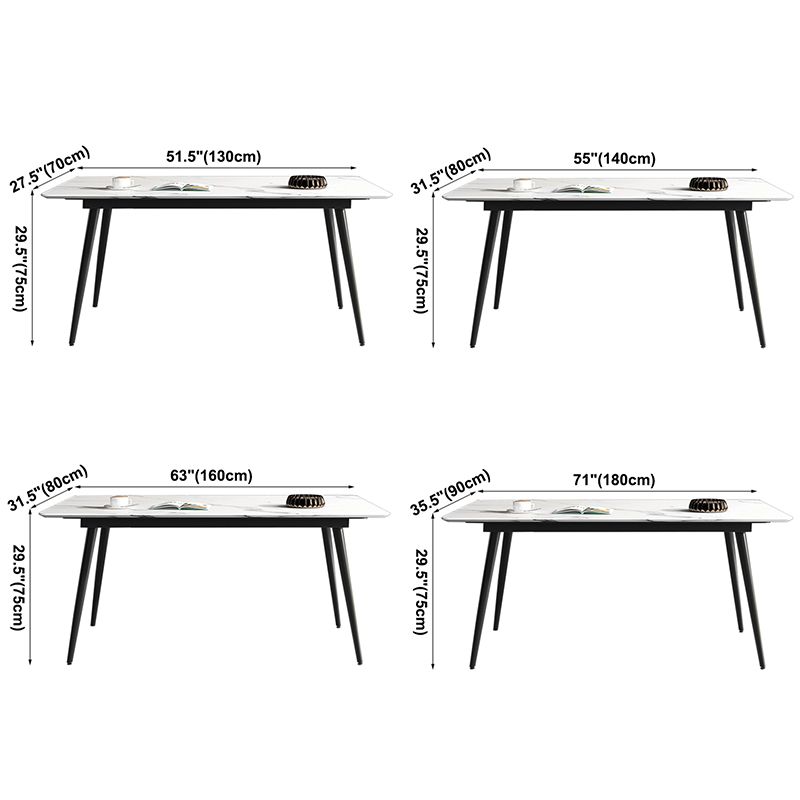 Modern Style Home Sintered Stone Dining Table 4 Legs Rectangular Table in White Clearhalo ' dining_table' 'Dining Tables & Seating' 'Dining Tables' 'furn' 'furn_dining_table' 'Furniture' 'furniture_dining_table' 'Kitchen & Dining Furniture' 'kitchen&dining_furn' 'kitchen' 'kitchen_dining_table' 1200x1200_cfe31edf-dd93-4060-919a-911611e5bb58