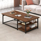 16.53" H Rectangle Wooden Coffee Table Metal Frame Cocktail Table with Shelves Clearhalo 'Coffee & Accent Tables' 'Coffee Tables' 'coffee_tables' 'furn' 'furn_coffee_tables' 'Furniture' 'Living Room Furniture' 1200x1200_cfe4ec68-1850-48ea-9873-2ab35cd5422f