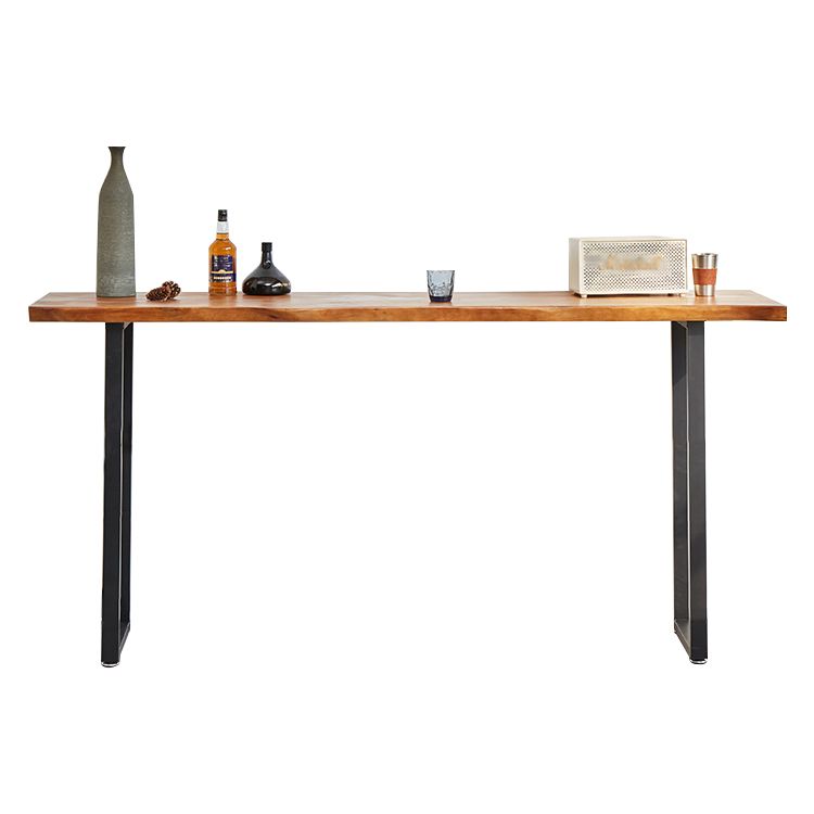 Solid Wood Bar Dining Table Industrial Bar Dining Table with Sled Base in Black Clearhalo 'Bar Furniture' 'Bar Tables' 'bar_tables' 'furn' 'furn_bar_tables' 'Furniture' 'furniture_bar_tables' 'Kitchen & Dining Furniture' 1200x1200_cfe50679-724f-44ed-8350-1a63c2a1cf67