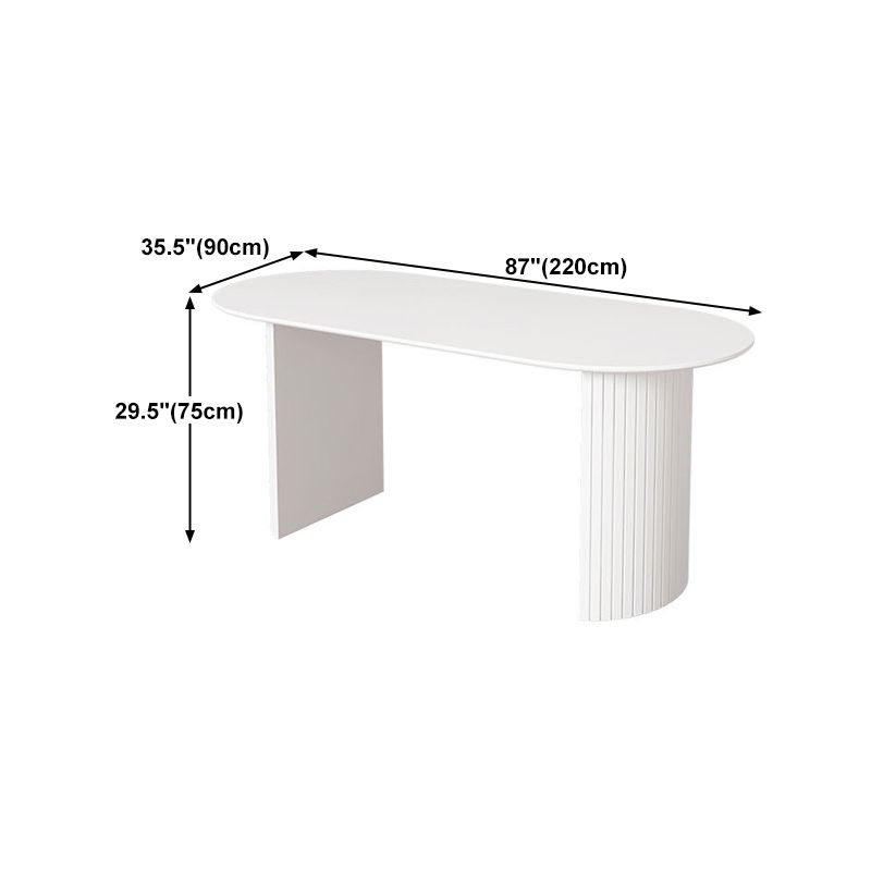 Sintered Stone and Ash Wood White Table Modern Dining Table with Double Pedestal Clearhalo 'Dining Tables & Seating' 'Dining Tables' 'dining_table' 'furn' 'furn_dining_table' 'Furniture' 'furniture_dining_table' 'Kitchen & Dining Furniture' 'kitchen' 'kitchen_dining_table' 1200x1200_cfe54330-554c-419d-b1ba-0b79c61e8e6a