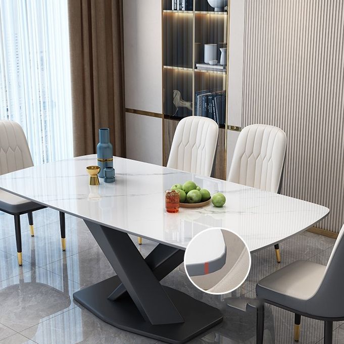 Industrial Dining Room Table Stone Rectangle Dinette Table for Dining Room Clearhalo 'Dining Tables & Seating' 'Dining Tables' 'dining_table' 'furn' 'furn_dining_table' 'Furniture' 'Kitchen & Dining Furniture' 1200x1200_cfe565f3-ca38-4265-883e-88b202bc72d8
