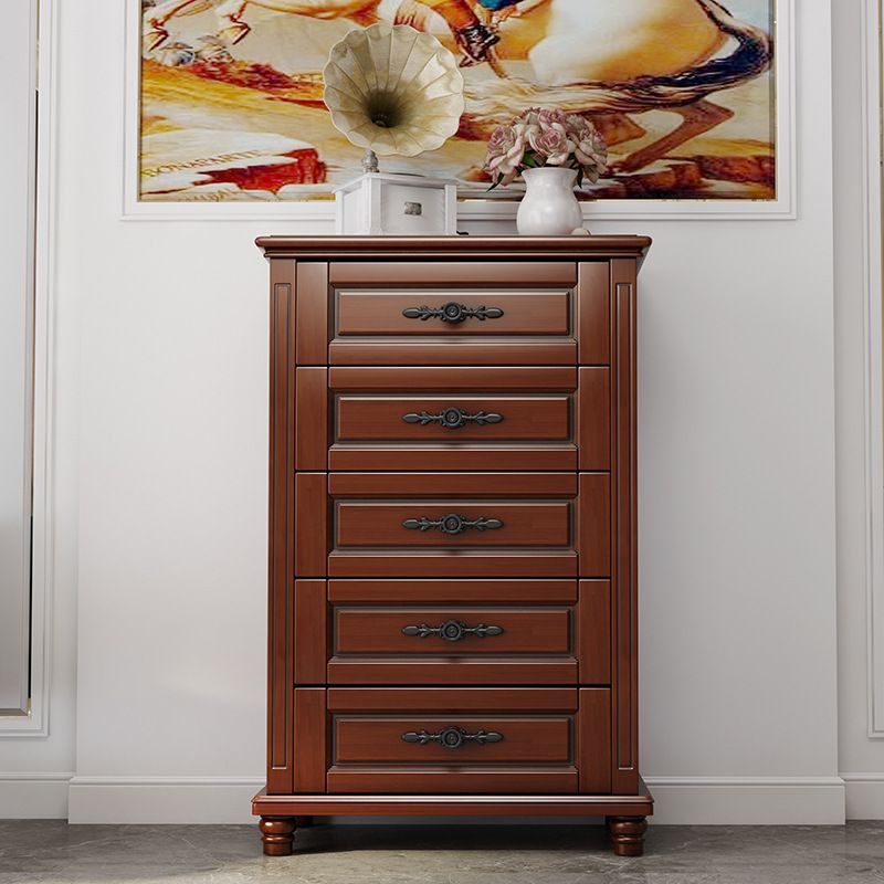 Mid-Century Modern Wood Chest 43.3" Tall 5 - Drawer Accent Chest Clearhalo 'Cabinets & Chests' 'cabinets_chests' 'furn' 'furn_cabinets_chests' 'Furniture' 'Living Room Furniture' 1200x1200_cfe63d96-b4ff-4f36-9598-851aa5cef838