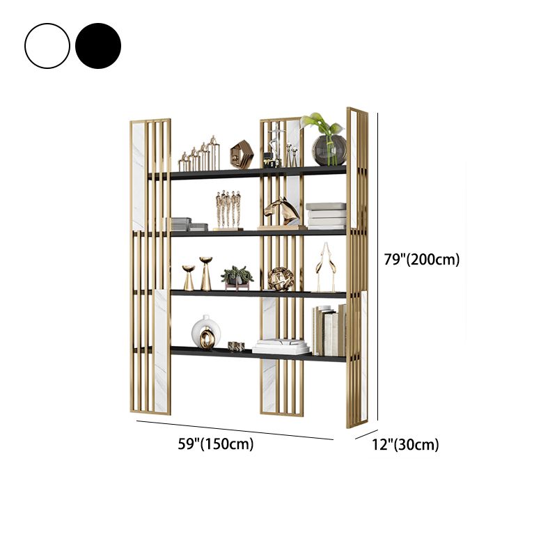 12 "W Open opslag boekenkast goud metalen frame boekenplank met planken