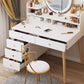 Contemporary Rubberwood Make-up Vanity with Mirror and Stool