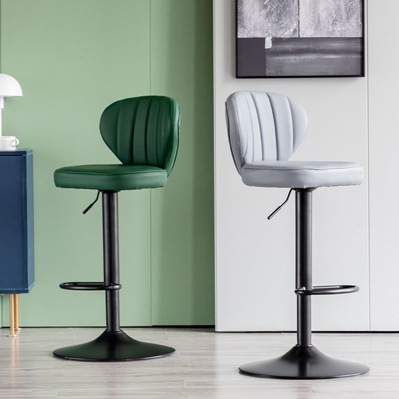 Contemporary Leather Swivel Barstool Indoor Bar Stool with Iron Legs and Low Back Clearhalo 'Bar Furniture' 'Bar Stools' 'bar_stools' 'furn' 'furn_bar_stools' 'Furniture' 'furniture_bar_stools' 'Kitchen & Dining Furniture' 1200x1200_cfea6a6a-49e5-40a6-a506-5d23b191b99b