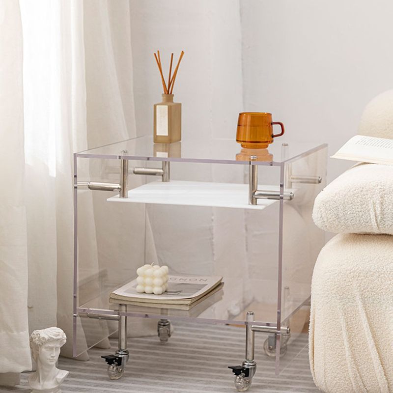 Plastic Rectangular End Table Double Tier Corner Table with Storage Clearhalo 'Coffee & Accent Tables' 'End & Side Tables' 'end_side_tables' 'furn' 'furn_end_side_tables' 'Furniture' 'Living Room Furniture' 1200x1200_cfeaa1dd-960b-4a4f-a309-ba1ed91c6166