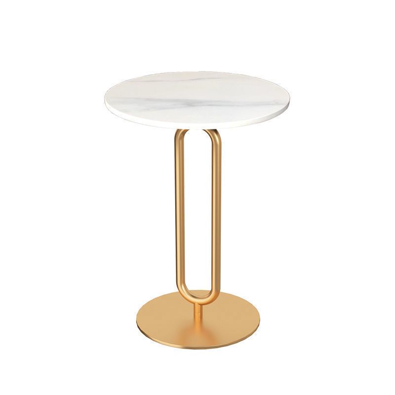 Tavolino rotondo bianco/nero in metallo in metallo in stile moderno