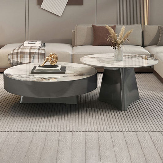 Mesa de café de la pizarra redonda Pedestal Café o mesa auxiliar con almacenamiento