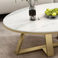 Metal Cross Legs Cocktail Table Luxurious Oval Stone Top Coffee Table Clearhalo 'Coffee & Accent Tables' 'Coffee Tables' 'coffee_tables' 'furn' 'furn_coffee_tables' 'Furniture' 'Living Room Furniture' 1200x1200_cfebfce9-44ef-4355-88fa-9a6ad1030c5d