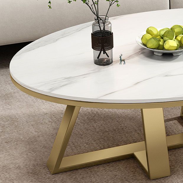 Metal Cross Legs Cocktail Table Luxurious Oval Stone Top Coffee Table Clearhalo 'Coffee & Accent Tables' 'Coffee Tables' 'coffee_tables' 'furn' 'furn_coffee_tables' 'Furniture' 'Living Room Furniture' 1200x1200_cfebfce9-44ef-4355-88fa-9a6ad1030c5d