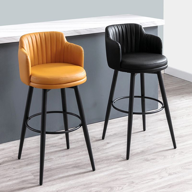 Modern Reception Armed Swivel Stool Matte Finish Leather Barstool Clearhalo 'Bar Furniture' 'Bar Stools' 'bar_stools' 'furn' 'furn_bar_stools' 'Furniture' 'furniture_bar_stools' 'Kitchen & Dining Furniture' 1200x1200_cfec5844-3a75-4587-85e0-518dcf4db98d