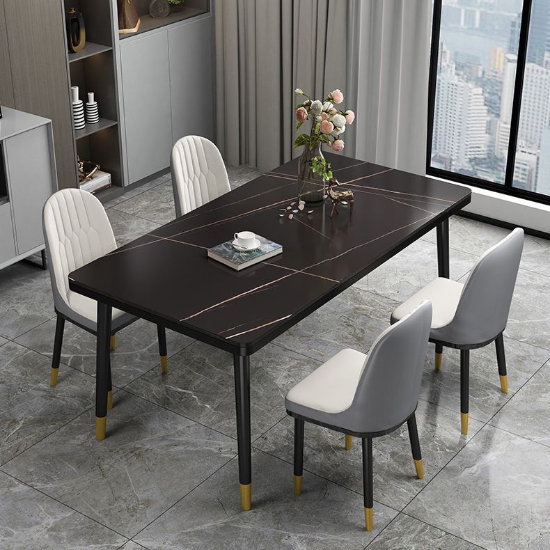 Rectangle Stone Top Dining Table Glam Style Kitchen Dining Table Clearhalo 'Dining Tables & Seating' 'Dining Tables' 'dining_table' 'furn' 'furn_dining_table' 'Furniture' 'Kitchen & Dining Furniture' 1200x1200_cfee276e-483a-41f5-9a0b-960dbfc22989