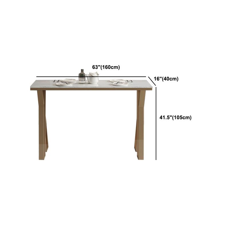 Tavolo da bar a barre rettangolo in stile glam in finta tavolo da vino in marmo in marmo con doppio piedistallo