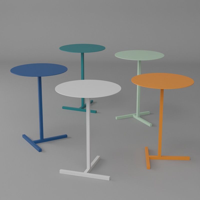 Mid-Century Round Metal End Table Dia 15.75" Pedestal Side Table