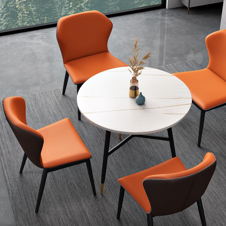 Traditional Luxury Style Dining Table Round Sintered Stone Table with Black Frame Clearhalo ' dining_table' 'Dining Tables & Seating' 'Dining Tables' 'furn' 'furn_dining_table' 'Furniture' 'furniture_dining_table' 'Kitchen & Dining Furniture' 'kitchen&dining_furn' 'kitchen' 'kitchen_dining_table' 1200x1200_cfef81bb-0196-4166-af6f-edfdc24da0e2