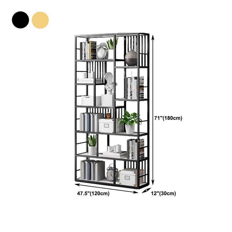 Contemporary 70.87" H Metal Shelf Open Bookcase for Living Room Clearhalo 'Bookcases' 'furn' 'furn_bookcases' 'Furniture' 'Office Furniture' 1200x1200_cff11217-8ec5-4495-92f3-89a3801d842c