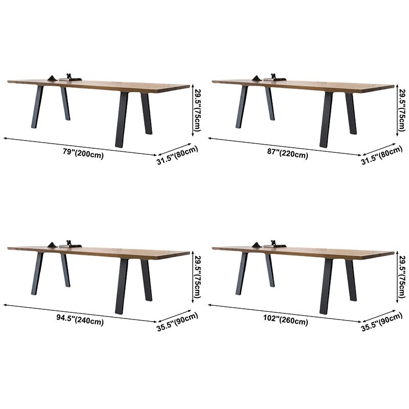 Industrial Brown Rectangle Dining Table Solid Wood Standard Dining Table with 4 Legs Base Clearhalo ' dining_table' 'Dining Tables & Seating' 'Dining Tables' 'furn' 'furn_dining_table' 'Furniture' 'furniture_dining_table' 'Kitchen & Dining Furniture' 'kitchen&dining_furn' 'kitchen' 'kitchen_dining_table' 1200x1200_cff22324-167b-49a5-9920-6b71bde4fefa