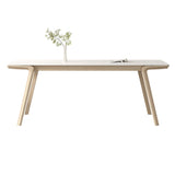 Mesa de comedor rectangular de madera maciza con 4 patas, mesa de comedor para comedor