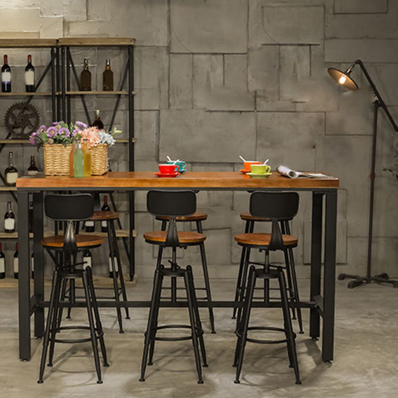 Metal Bar Table Rectangular Wood Top Bistro Pub Table with Trestle Base Clearhalo 'Bar Furniture' 'Bar Tables' 'bar_tables' 'furn' 'furn_bar_tables' 'Furniture' 'Kitchen & Dining Furniture' 1200x1200_cff6157d-0422-4de6-bfc6-531d6f66d159