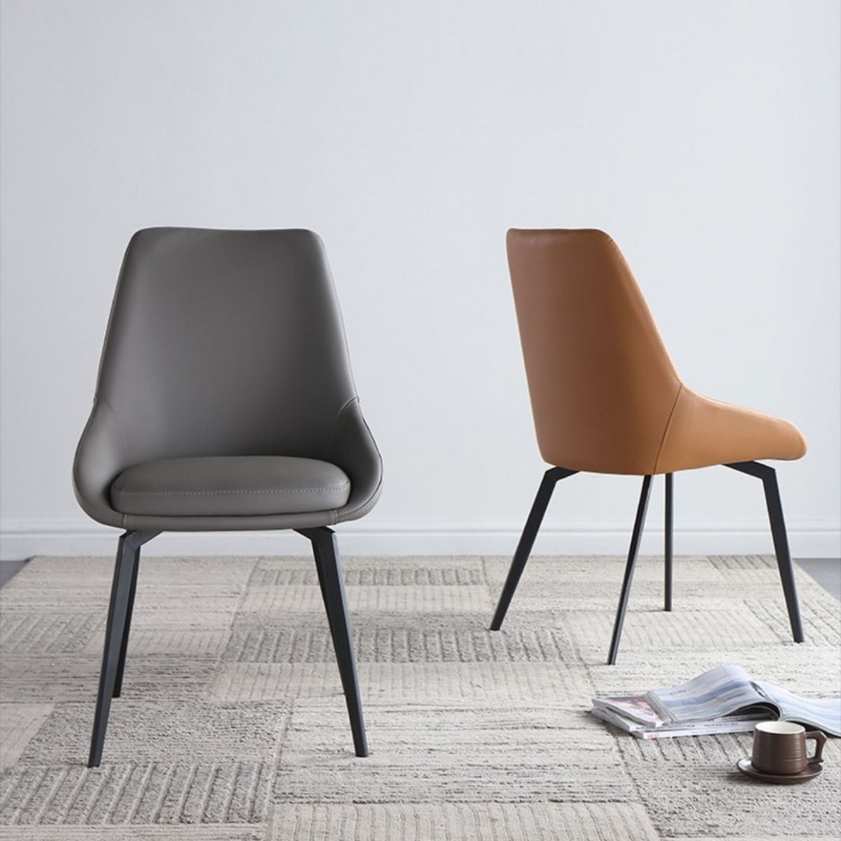 Scandinavian Solid Back Dining Chairs Leather Dining Arm Chairs Clearhalo ' kitchen&dining_furn' 'Dining Chairs' 'Dining Tables & Seating' 'dining_chair' 'furn' 'furn_dining_chair' 'Furniture' 'furniture_dining_chair' 'Kitchen & Dining Furniture' 'kitchen' 1200x1200_cffb7c7e-a530-4099-8cab-7b471e8d98d3