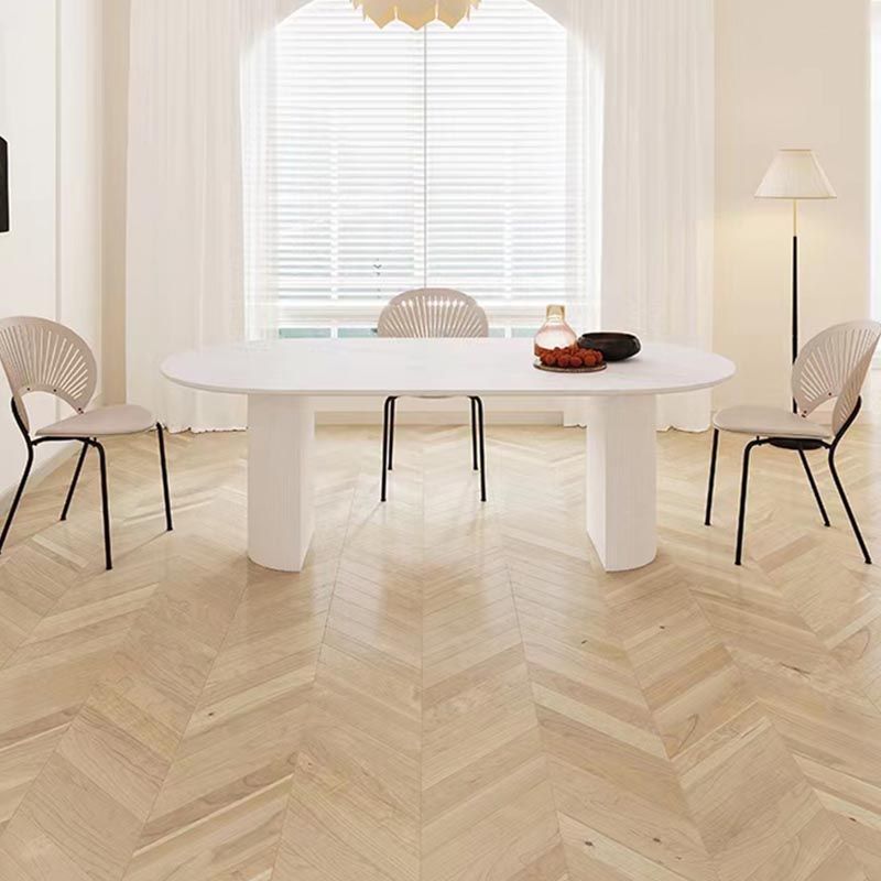 Table à manger en bois massif ovale meubles modernes blancs-noir avec double piédestal pour le bureau