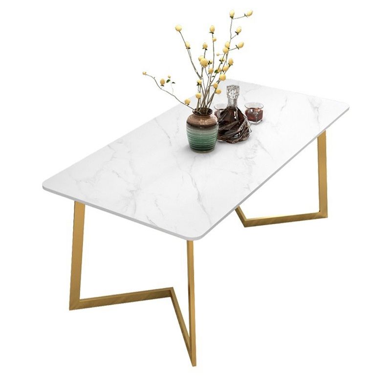 Metal Traditional Luxury Rectangle Dining Table with Sled Sintered Stone Table for Home Clearhalo 'Dining Tables & Seating' 'Dining Tables' 'dining_table' 'furn' 'furn_dining_table' 'Furniture' 'Kitchen & Dining Furniture' 1200x1200_cffbec5c-d9fd-43a6-b620-919e351cf697