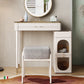 White Make-up Vanity Glass Top Makeup Vanity Desk Table with Drawer