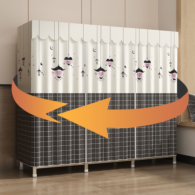 Foldable Metal Frame Wardrobe Armoire Freestanding Wardrobe with Shelves Clearhalo 'Armoires & Wardrobes' 'armoires_wardrobes' 'Bedroom Furniture' 'furn' 'furn_armoires_wardrobes' 'Furniture' 1200x1200_cffd64c0-578d-4717-bb78-223124896020